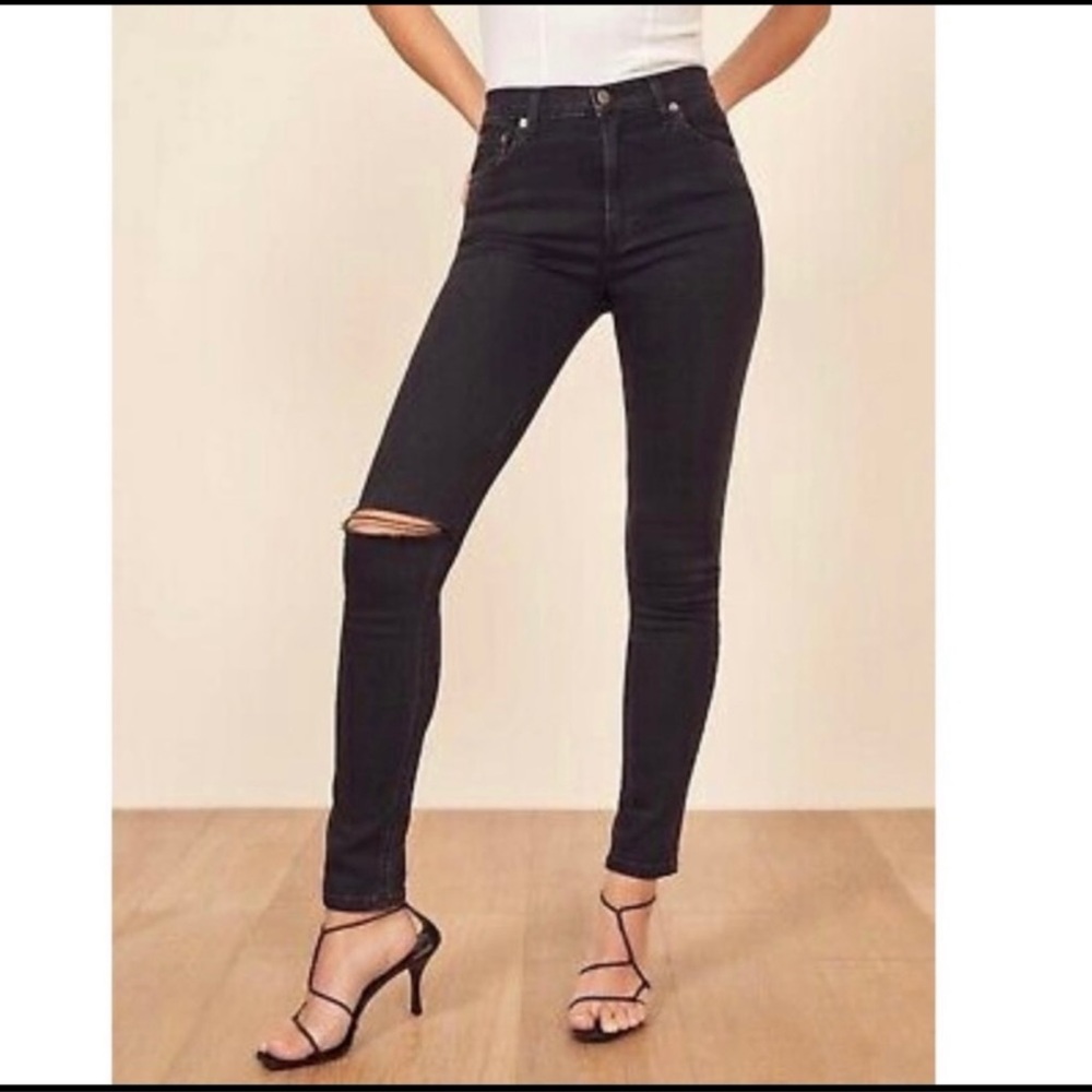 REFORMATION High & Skinny Jeans faded black 27
